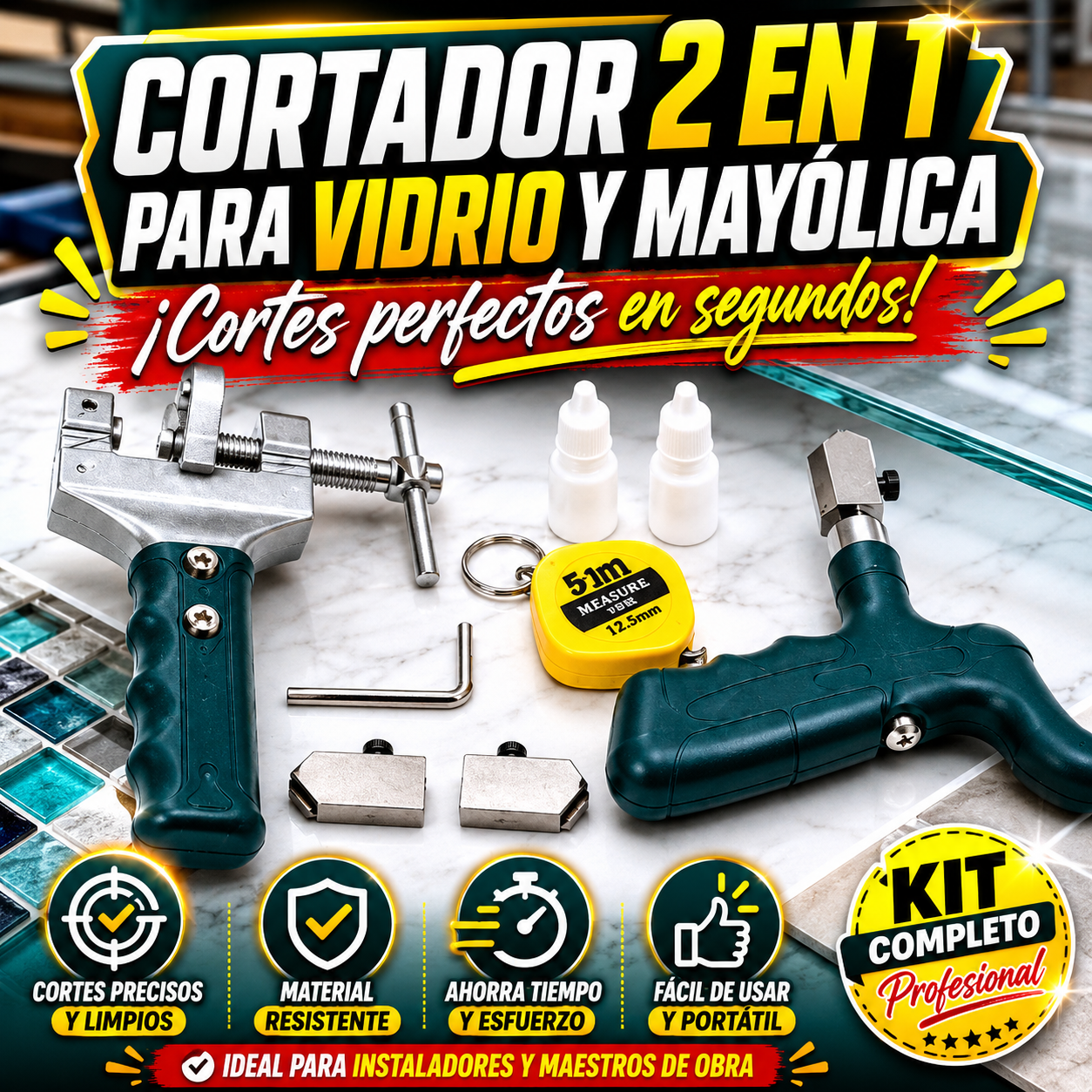 🔥CORTADOR 2 EN 1 PARA VIDRIO Y MAYÓLICA